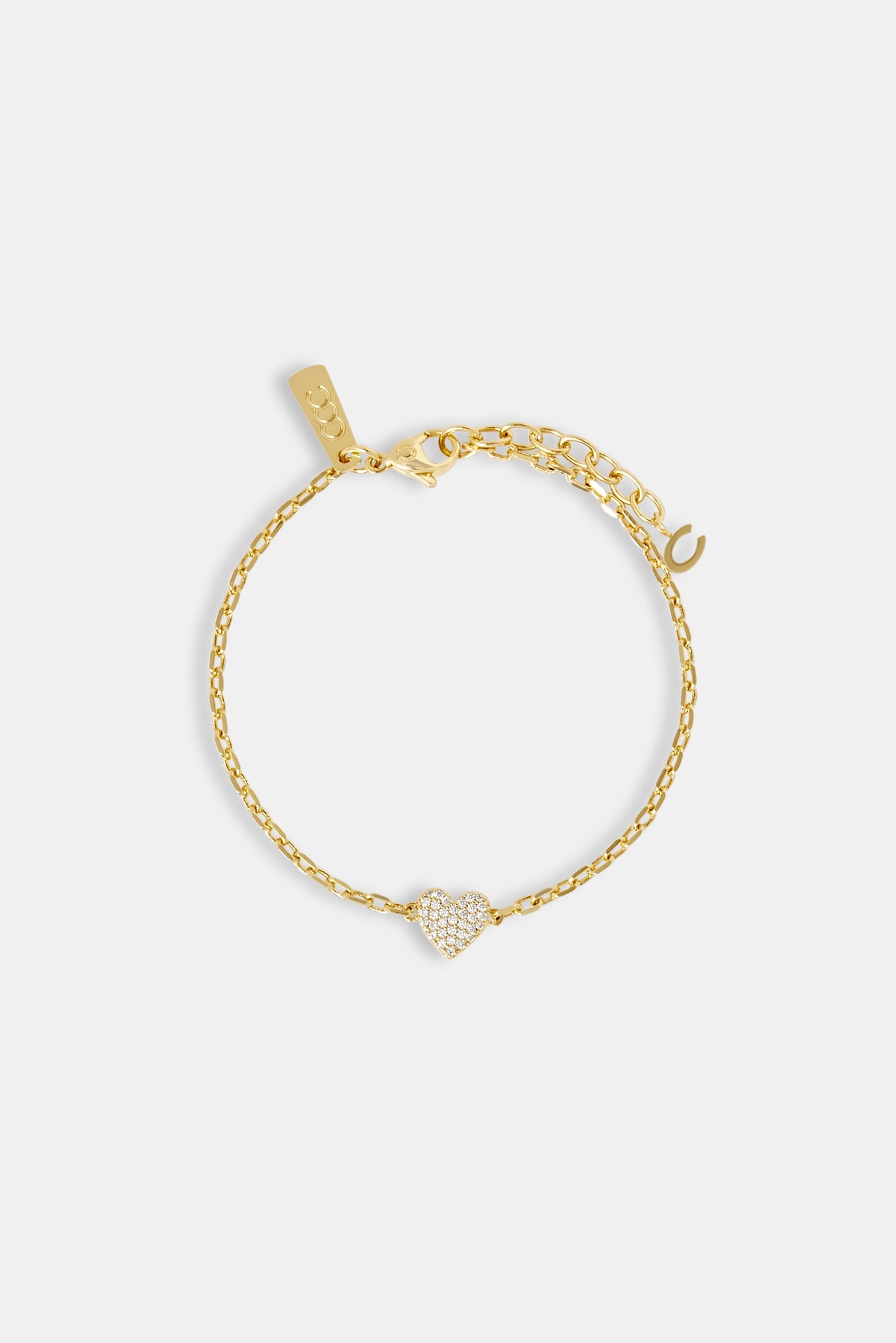 Iced Heart Charm Rolo Bracelet - 8mm